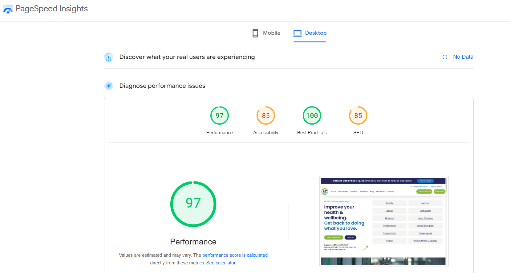 Page speed insights