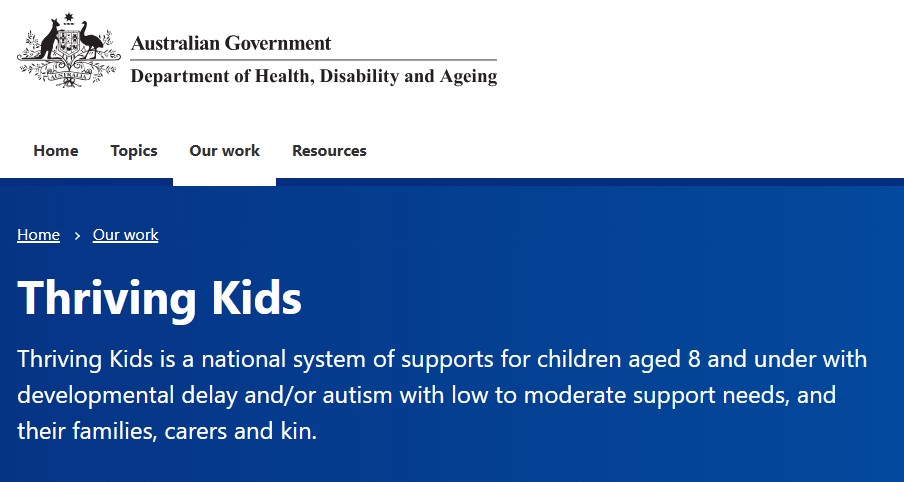 Thriving kids national system of supports for children with development delay and/or autism 